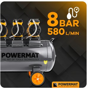 KOMPRESOR BEZOLEJOWY 100L SPRĘŻARKA 8 BAR 580l/min CICHY 79dB DUŻY ZESTAW 9