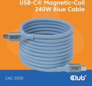 Kabel USB Club 3D USB-C - USB-C 2 m Niebieski (CAC-3030) 2