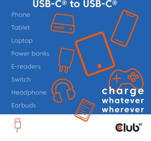 Kabel USB Club 3D USB-C - USB-C 2 m Niebieski (CAC-3030) 3