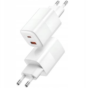 Ładowarka sieciowa 30W GaN USB-C PD + USB 3A LTC + kabel USB-C -USB-C 1m 2