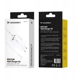 Wozinsky ładowarka GaN 65W z portami USB 2xUSB-C z kabelm C-C 65W - biała 8