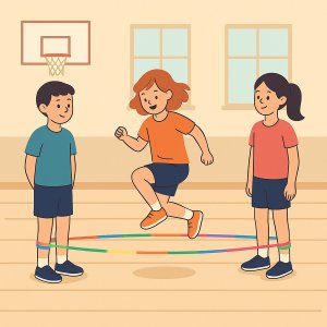 Guma do skakania tęczowa 5m SMJ sport JR-05Kolorowa guma do skakania o długości 5 m. Tęczowe barwy i elastyczny materiał sprawiają, że to idealna zabawa rozwijająca sprawność i koordynację dzieci. 2