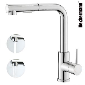 Bateria kuchenna Heckermann SZ-888 Srebrna Kran do zlewu z wyciąganą wylewką 11