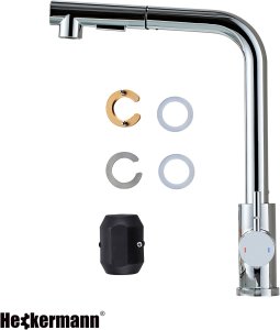 Bateria kuchenna Heckermann SZ-888 Srebrna Kran do zlewu z wyciąganą wylewką 14