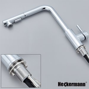 Bateria kuchenna Heckermann SZ-888 Srebrna Kran do zlewu z wyciąganą wylewką 4