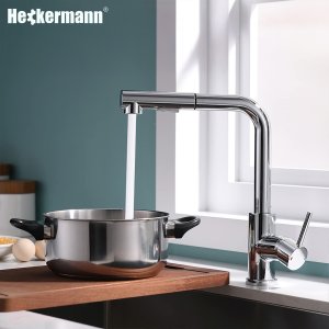 Bateria kuchenna Heckermann SZ-888 Srebrna Kran do zlewu z wyciąganą wylewką 5