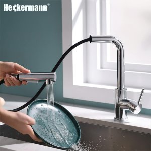Bateria kuchenna Heckermann SZ-888 Srebrna Kran do zlewu z wyciąganą wylewką 6