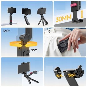 Uchwyt Statyw 3w1 Na Telefon Smartfon 2 X Iso Zacisk Klips 360° / Ulanzi Ma89 9