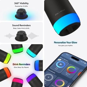 HidrateSpark PRO 2 Smart Bottle with Straw, 621 ml, Black 2