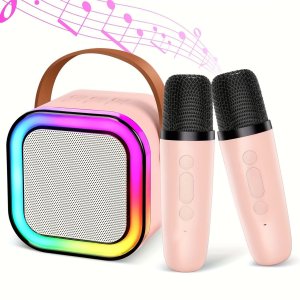 ZS55A Zestaw karaoke bluetooth głośnik + 2x mikrofon różowy 2