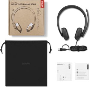 Lenovo VoIP Headset 5000 Zestaw słuchawkowy Przewodowa Opaska na głowę Biuro/centrum telefoniczne USB Type-C Czarny 18