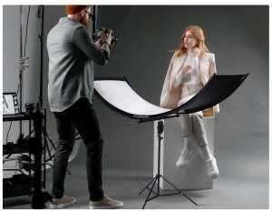 Blenda Fotograficzna Studio 4w1 Zakrzywiona W Kształcie Litery U 180x60cm + Statyw Stojak K&f / Kf18.0012 / Curved Reflectors 11