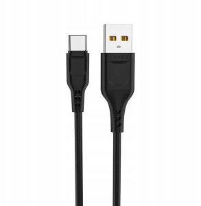 Denmen Ładowarka sieciowa USB + kabel USB - Typ-C 2.4A 12W Czarny DC01TB 2