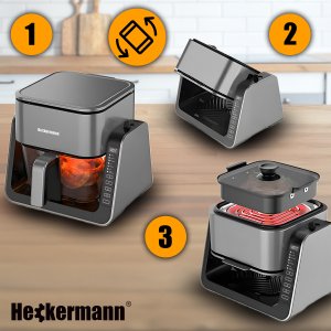 Frytkownica beztłuszczowa Heckermann Frytkownica beztłuszczowa AF538T 1700W 4L z płytą grzewczą 7