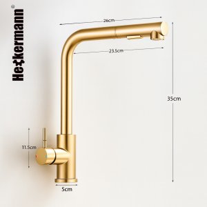 Bateria kuchenna Heckermann SZ-888 Złota Kran do zlewu z wyciąganą wylewką 2