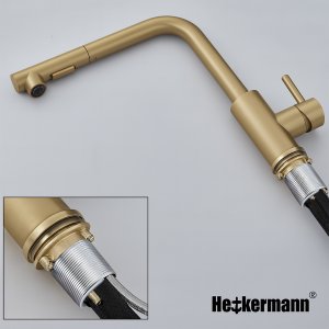 Bateria kuchenna Heckermann SZ-888 Złota Kran do zlewu z wyciąganą wylewką 7