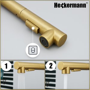 Bateria kuchenna Heckermann SZ-888 Złota Kran do zlewu z wyciąganą wylewką 8