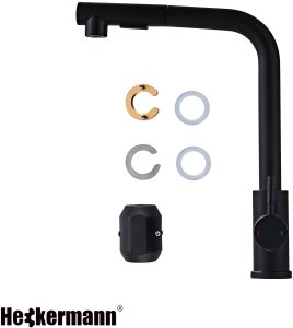 Bateria kuchenna Heckermann SZ-888 Czarna Kran do zlewu z wyciąganą wylewką 14
