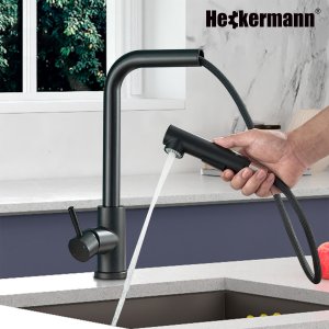 Bateria kuchenna Heckermann SZ-888 Czarna Kran do zlewu z wyciąganą wylewką 3