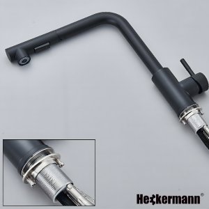 Bateria kuchenna Heckermann SZ-888 Czarna Kran do zlewu z wyciąganą wylewką 8