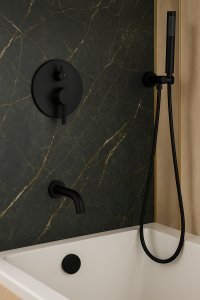 Zestaw wannowy podtynkowy Heckermann H400 Czarny Bateria wannowo prysznicowa 12