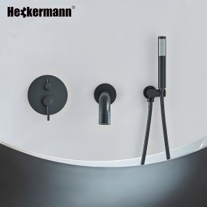 Zestaw wannowy podtynkowy Heckermann H400 Czarny Bateria wannowo prysznicowa 3