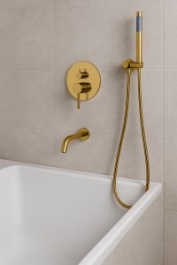 Bateria wannowa Heckermann Zestaw wannowy podtynkowy H400 Złoty Bateria wannowo prysznicowa 12