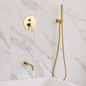 Bateria wannowa Heckermann Zestaw wannowy podtynkowy H400 Złoty Bateria wannowo prysznicowa 15