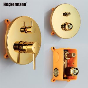 Bateria wannowa Heckermann Zestaw wannowy podtynkowy H400 Złoty Bateria wannowo prysznicowa 3