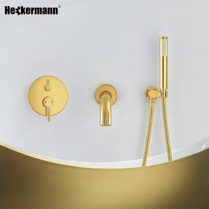 Bateria wannowa Heckermann Zestaw wannowy podtynkowy H400 Złoty Bateria wannowo prysznicowa 8