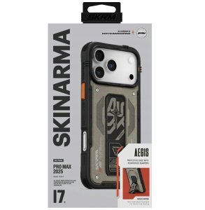 Etui Skinarma Aegis do iPhone 17 Pro Max Magnetic Charging + Grip Stand szary 5
