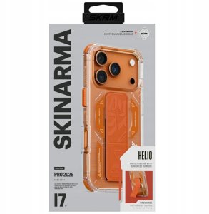 Etui Skinarma Helio do iPhone 17 Pro Magnetic Charging + Grip Stand pomarańczowy 2