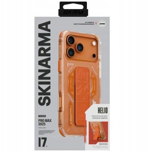 Etui Skinarma Helio do iPhone 17 Pro Max Magnetic Charging + Grip Stand pomarańczowy 5