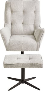 Beliani Fotel obrotowy MOLLE II Z podnóżkiem Jasnobeżowy 4