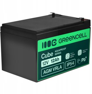 Green Cell Greencell AGM VRLA 12V 12Ah bezobsługowy akumulator do kasy, zabawki, kamery (152x99x100mm) 2