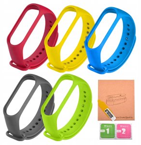 Opaska Xiaomi Mi Band 5 6 7 Pasek Zestaw 5szt + Folia Ochronna 6