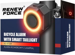 Bezprzewodowy Alarm Rowerowy Lampka Tylna Tył Rowerowa Głośny + Pilot 110Db 7