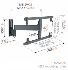 Vogel's TVM 3665 Full Motion TV-seinateline, musta 3