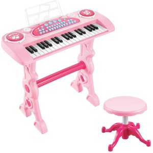 LeanToys Pianinko z mikrofonem różowe 2