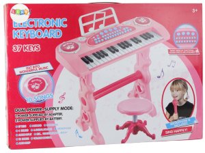 LeanToys Pianinko z mikrofonem różowe 3