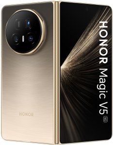 HONOR Magic V5 5G (MBH-N49) AI Handy, Sim Free, 512GB Speicher 16GB RAM, Dual SIM, Android 15, Klappbildschirm Smartphone - Dawn Gold (5109BUHJ) 5