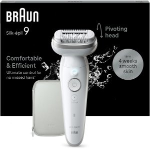 Braun Silk-épil 9 9-011, Silver, White, 40 tweezers, MicroGrip, 0.5 mm, Battery, Built-in battery 2