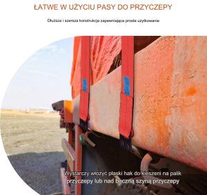 Pasy transportowe 10mx9m z płaskim hakiem do holowania 10 szt. 7