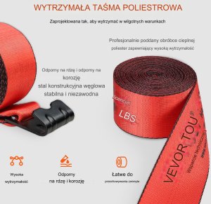 Pasy transportowe 10mx9m z płaskim hakiem do holowania 10 szt. 8