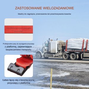 Pasy transportowe 10mx9m z płaskim hakiem do holowania 10 szt. 10