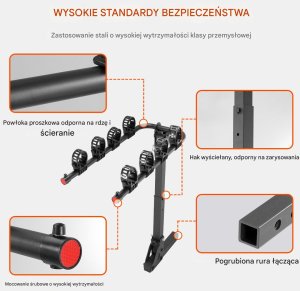Bagażnik rowerowy hakowy 4 rowery składany z odchyleniem do auta i SUV 5