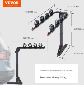 Bagażnik rowerowy hakowy 4 rowery składany z odchyleniem do auta i SUV 6