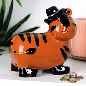 Skarbonka Ceramiczna Tygrys na Prezent dla Dzieci Dorosłych VILDE 10,5x17cm 2