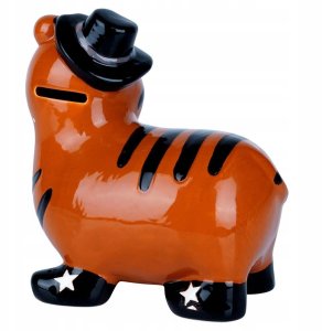 Skarbonka Ceramiczna Tygrys na Prezent dla Dzieci Dorosłych VILDE 10,5x17cm 3