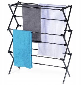 Suszarka na Pranie Ubrania Metalowa Czarna Pionowa Solidna ORION 47-78x94cm 2